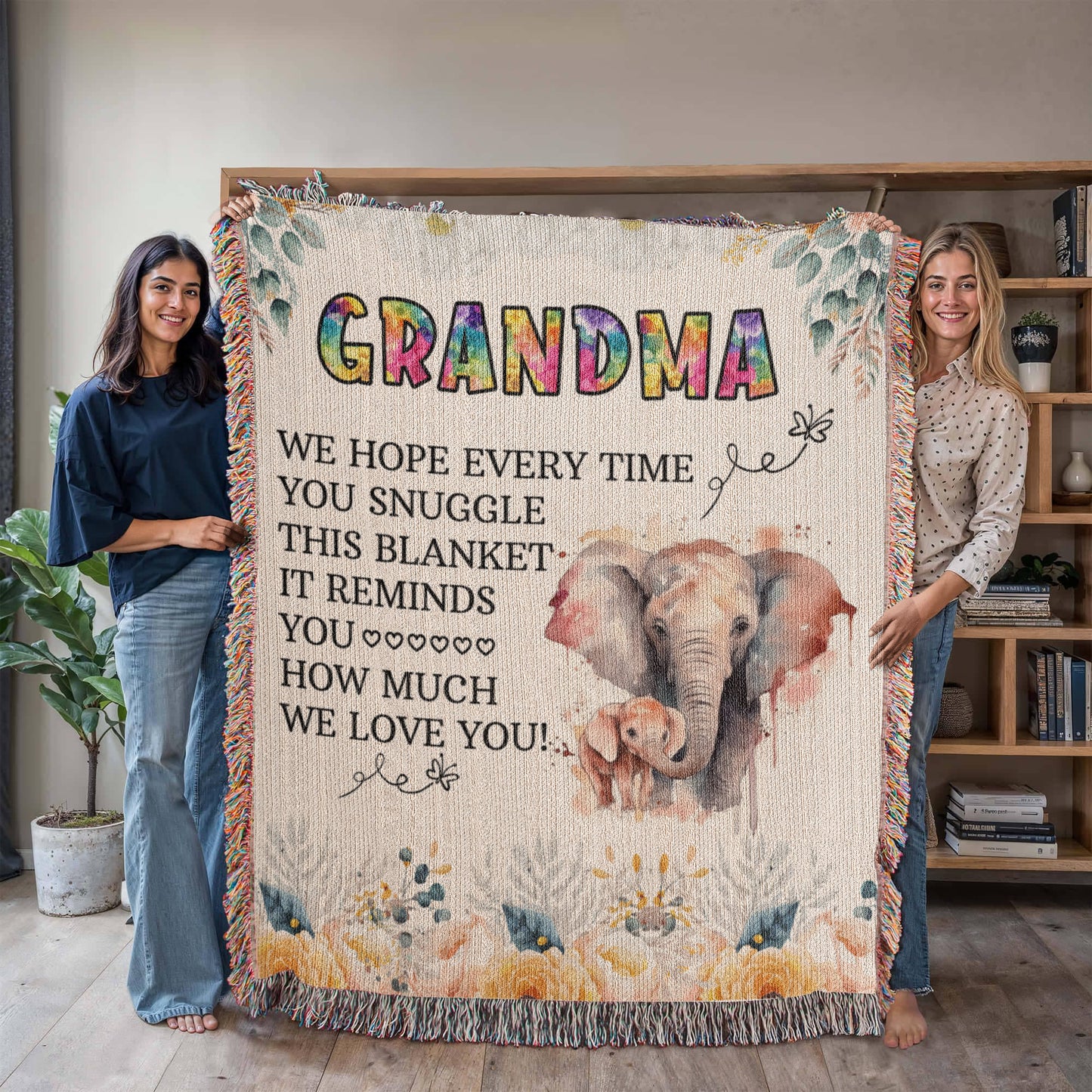 To My Grandma - Elephant Woven Blanket